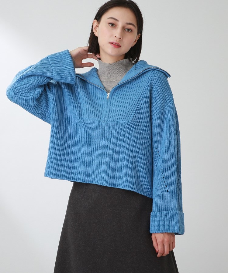 ザ ショップ ティーケー（ウィメン）(THE SHOP TK(Women))の◆【洗える/トレンド】ハーフジップニット ブルー(092)