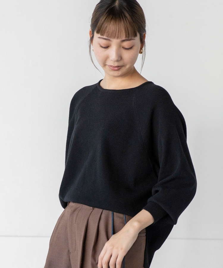 ザ ショップ ティーケー（ウィメン）(THE SHOP TK(Women))の◆【モチモチ/ウール混/洗える】着回しドルマンニット ブラック(019)