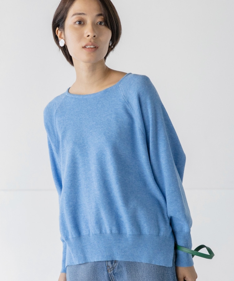 ザ ショップ ティーケー（ウィメン）(THE SHOP TK(Women))の◆【モチモチ/ウール混/洗える】着回しドルマンニット ライトブルー(091)