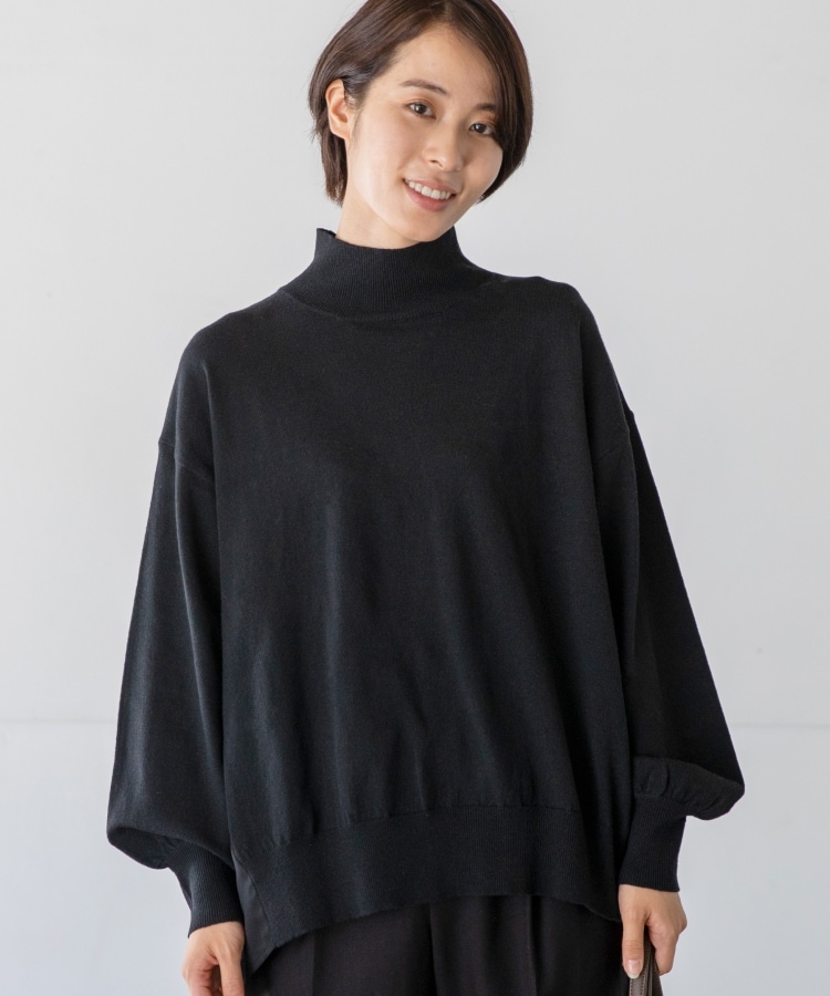 ザ ショップ ティーケー（ウィメン）(THE SHOP TK(Women))の◆【洗える/前後異素材】ドッキングニット ブラック(019)