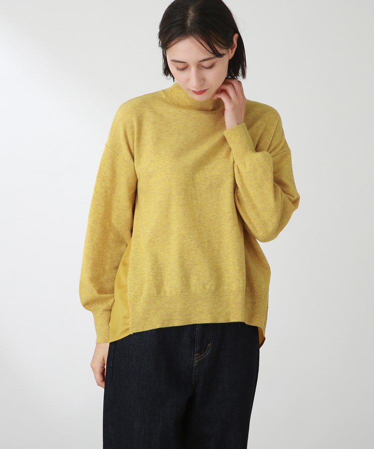 ザ ショップ ティーケー（ウィメン）(THE SHOP TK(Women))の◆【洗える/前後異素材】ドッキングニット イエロー(032)