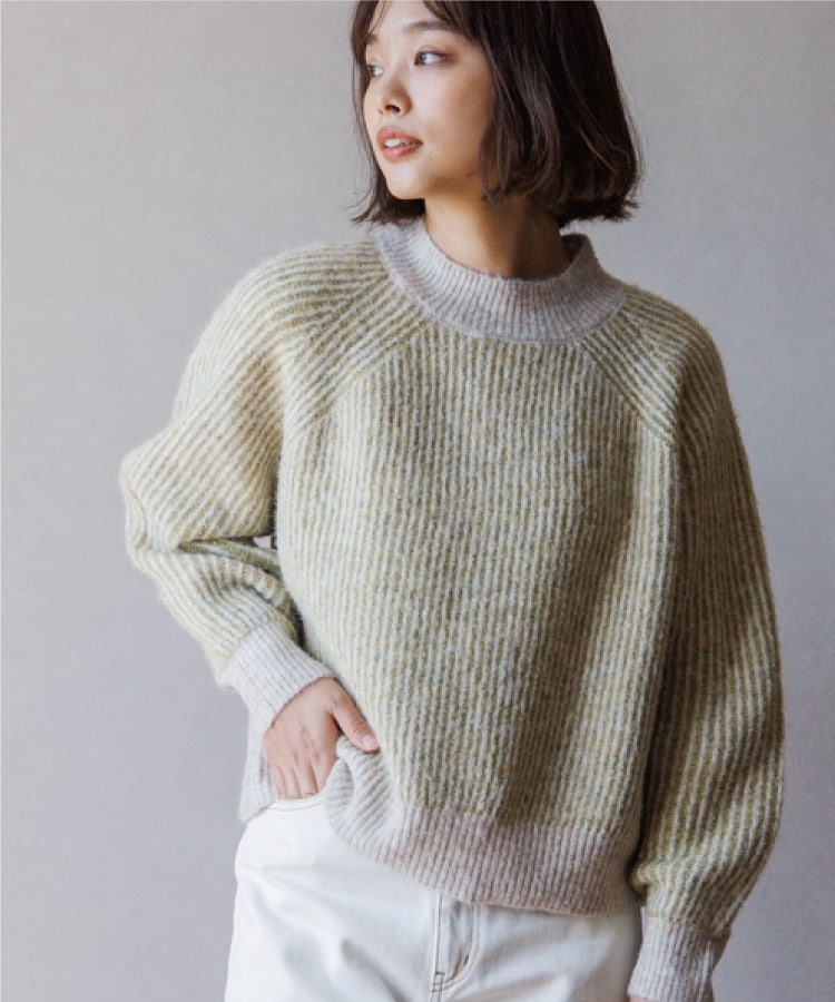 ザ ショップ ティーケー（ウィメン）(THE SHOP TK(Women))の◆【あったか起毛】変わり編みストライプハイネックニット2