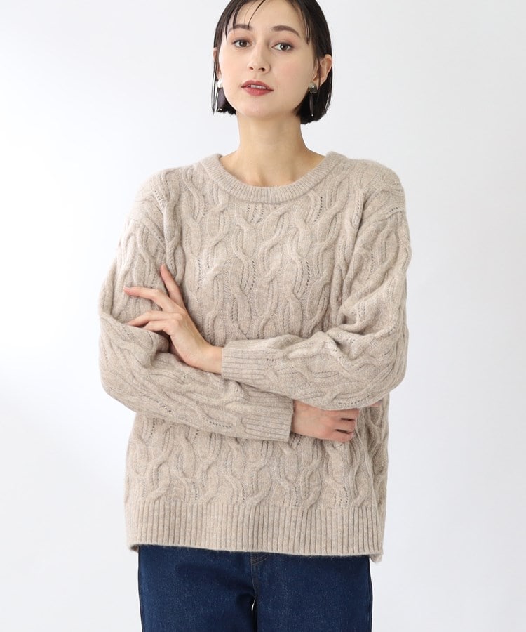 ザ ショップ ティーケー（ウィメン）(THE SHOP TK(Women))の◆【あったか起毛/ふわふわ】ケーブル編みニット ベージュ(052)