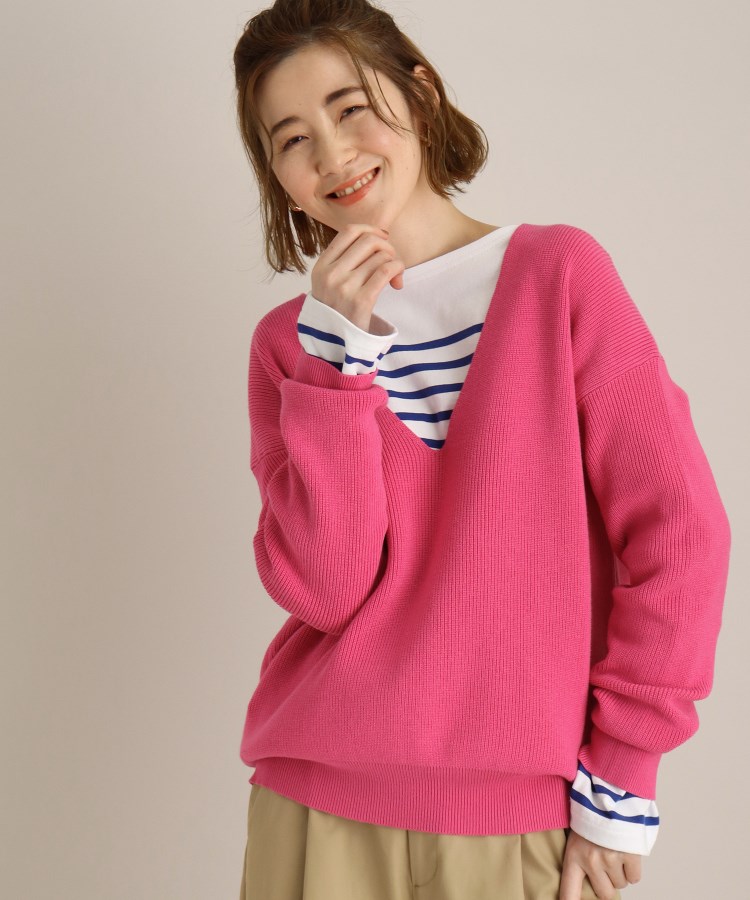 ＜WORLD＞ THE SHOP TK(Women)(ザ ショップ ティーケー（ウィメン）) ゆるVニットプルオーバー