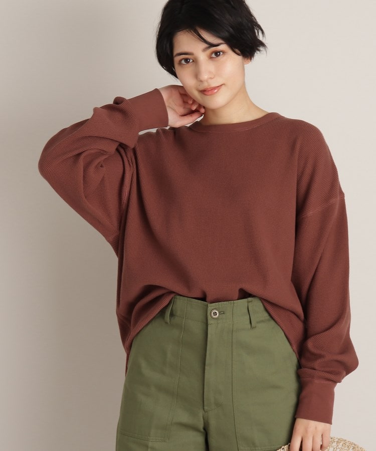 ザ ショップ ティーケー（ウィメン）(THE SHOP TK(Women))の◆【レイヤードにも使える】裾ラウンドワッフルカットソー ボルドー(064)