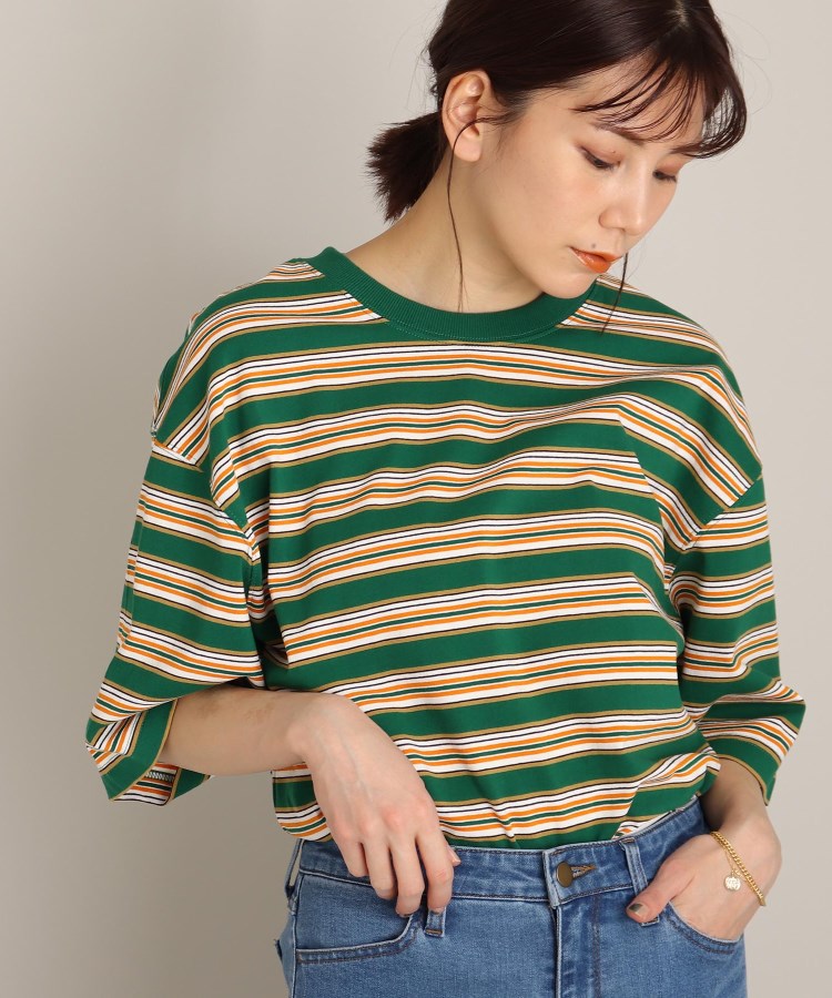 ザ ショップ ティーケー（ウィメン）(THE SHOP TK(Women))の◆【BIGシルエット】マルチボーダークロップドTシャツ19