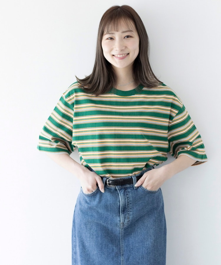 ザ ショップ ティーケー（ウィメン）(THE SHOP TK(Women))の◆【BIGシルエット】マルチボーダークロップドTシャツ6