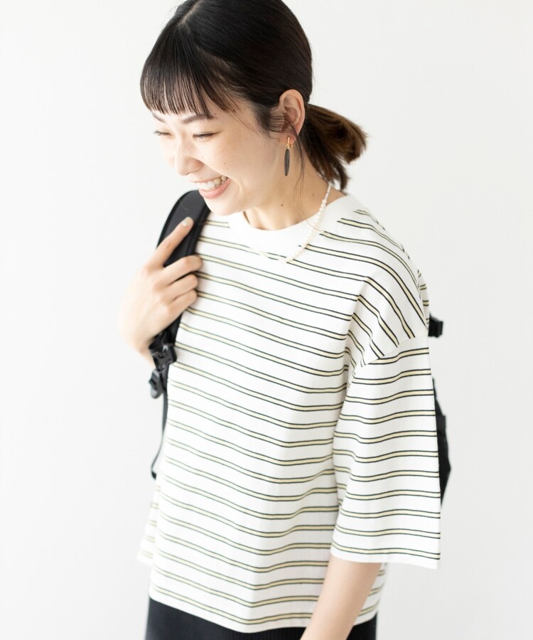 ザ ショップ ティーケー（ウィメン）(THE SHOP TK(Women))の◆【BIGシルエット】マルチボーダークロップドTシャツ2