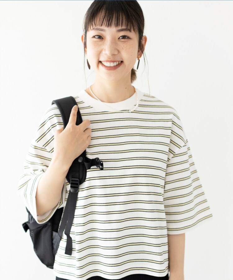 ザ ショップ ティーケー（ウィメン）(THE SHOP TK(Women))の◆【BIGシルエット】マルチボーダークロップドTシャツ3