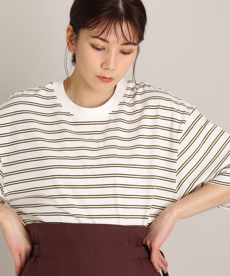 ザ ショップ ティーケー（ウィメン）(THE SHOP TK(Women))の◆【BIGシルエット】マルチボーダークロップドTシャツ21