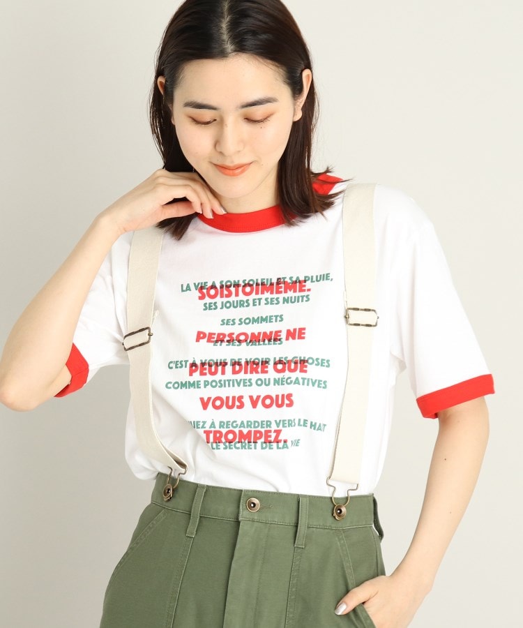＜WORLD＞ THE SHOP TK(Women)(ザ ショップ ティーケー（ウィメン）) ロゴリンガーTシャツ