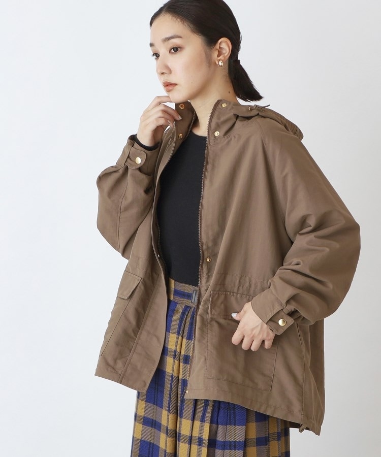 ザ ショップ ティーケー（ウィメン）(THE SHOP TK(Women))の【撥水加工】ナイロンワッシャーミドル丈マンパ/手洗い可 タバコブラウン(054)