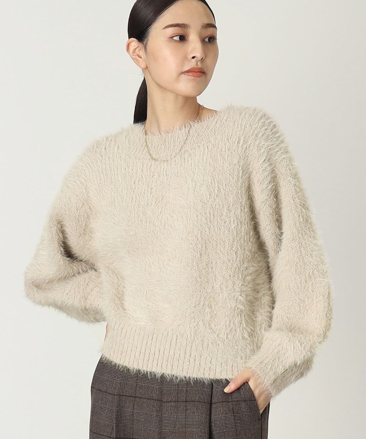 ザ ショップ ティーケー（ウィメン）(THE SHOP TK(Women))の【前後2WAY】ふわふわ×ラメニット/手洗い可 ライトベージュ(051)