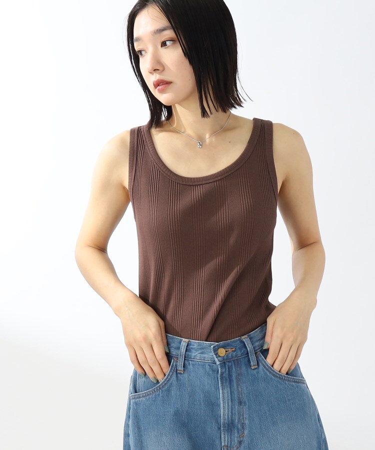 ザ ショップ ティーケー（ウィメン）(THE SHOP TK(Women))の【スッキリキレイ/洗える】コットンリブタンクトップ ブラウン(042)