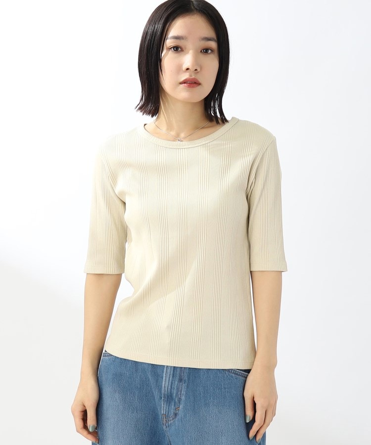 ザ ショップ ティーケー（ウィメン）(THE SHOP TK(Women))の【スッキリキレイ/洗える】コットンリブクルーTシャツ18