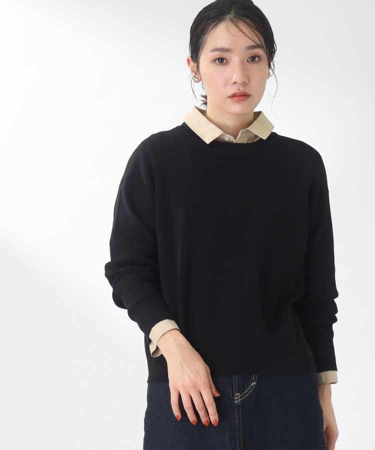  THE SHOP TK(Women)(ザ ショップ ティーケー（ウィメン）) 【ONOFF活躍/洗える】コットンクルーネックニット