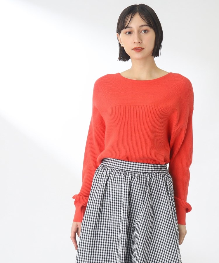 ザ ショップ ティーケー（ウィメン）(THE SHOP TK(Women))の【ピタッとし過ぎずスッキリ/洗える】切替ボートネックニット30