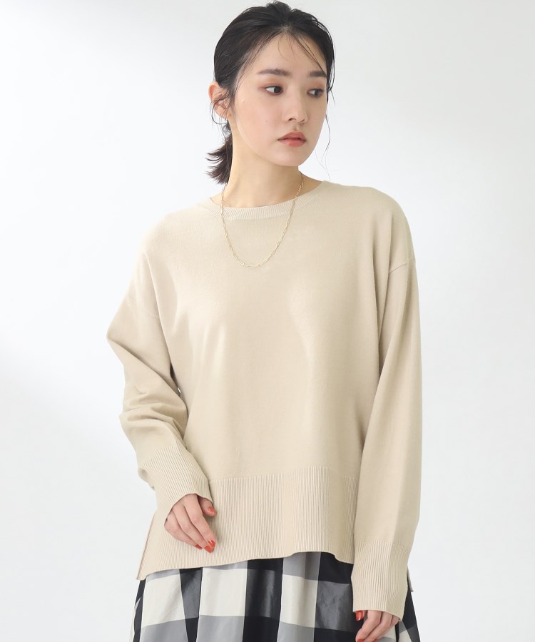 ＜WORLD＞ THE SHOP TK(Women)(ザ ショップ ティーケー（ウィメン）) 【ONOFF大活躍/洗える】サイドスリットニット