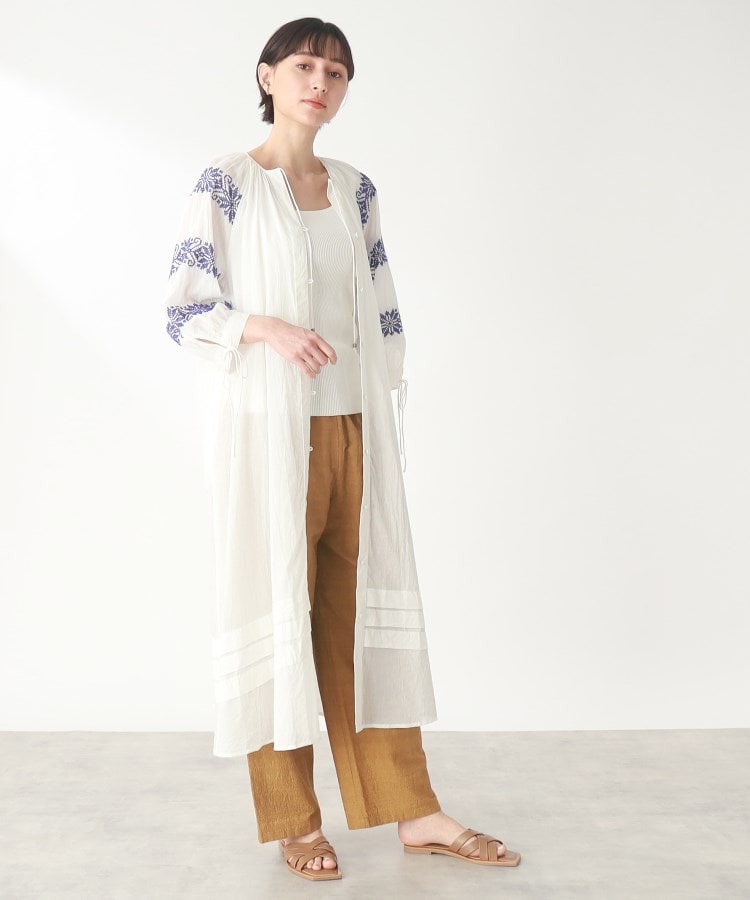 【洗える】刺繍コットンギャザーワンピース