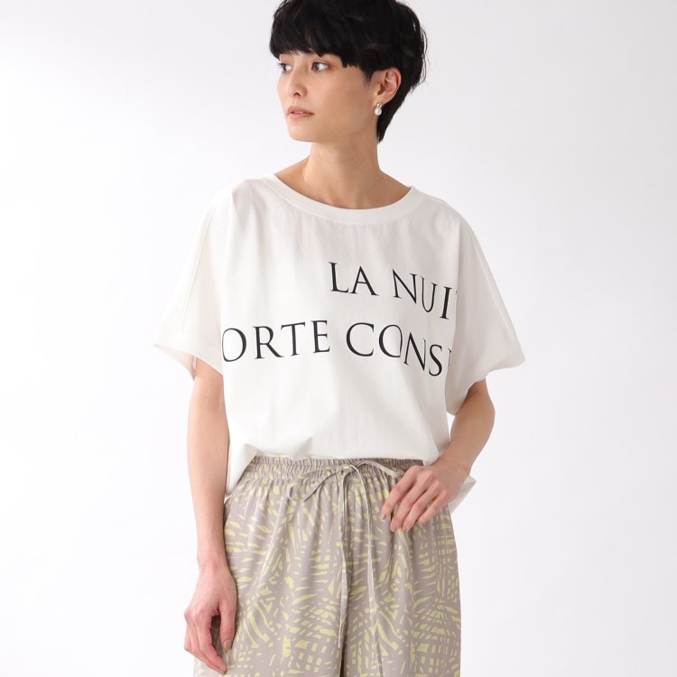 ザ ショップ ティーケー（ウィメン）(THE SHOP TK(Women))の【ヒルナンデス！で紹介】コットンロゴプリントドルマンTシャツ Ｔシャツ