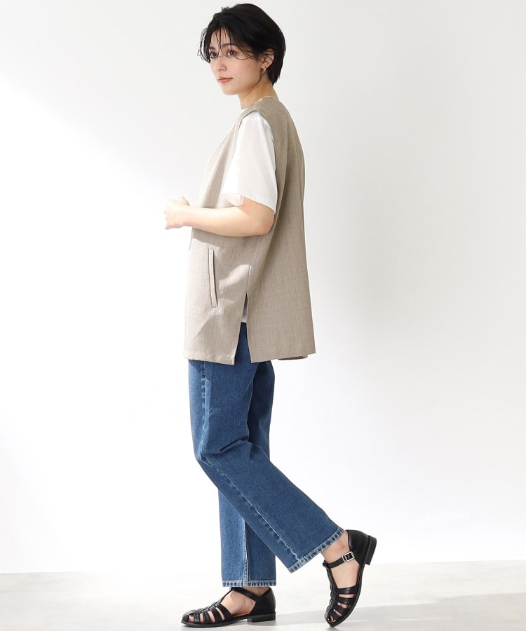 ザ ショップ ティーケー（ウィメン）(THE SHOP TK(Women))の【ヒルナンデス！で紹介】【2点セット/洗濯機で洗える】麻調ジレ×ロゴTセット17