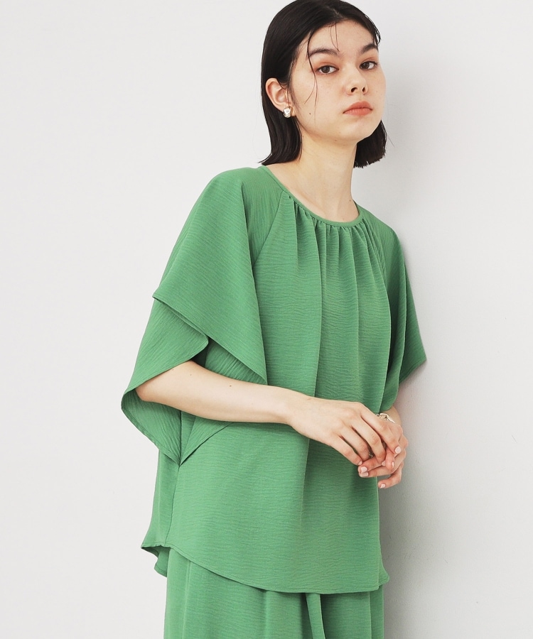 ザ ショップ ティーケー（ウィメン）(THE SHOP TK(Women))の【涼しい！/シワになりにくい/吸水速乾/洗える】フレアスリーブブラウス グリーン(022)
