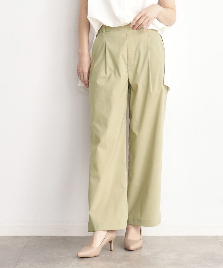 ザ ショップ ティーケー（ウィメン）(THE SHOP TK(Women))の【薄くて軽い！／接触冷感／洗える】ストレッチワイドパンツ オリーブグリーン(026)