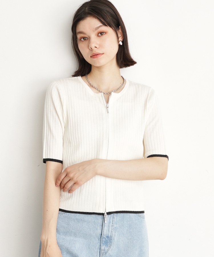ザ ショップ ティーケー（ウィメン）(THE SHOP TK(Women))の【毛玉になりにくい】Wジップリブプルオーバー/洗える アイボリー(504)