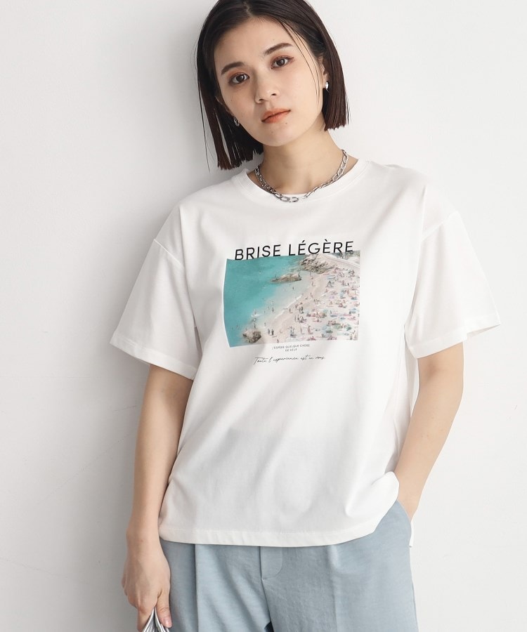 ザ ショップ ティーケー（ウィメン）(THE SHOP TK(Women))の【接触冷感／UVケア／アンチピリング／洗える】アソートプリントTシャツ オフホワイト(103)