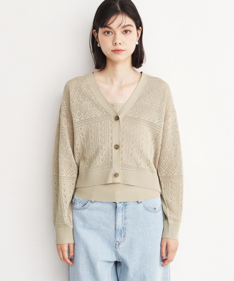 ザ ショップ ティーケー（ウィメン）(THE SHOP TK(Women))の【2点セット】透かしニットカーデ×タンクセット/洗える6