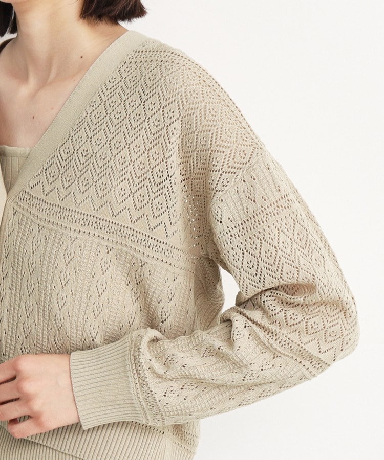 ザ ショップ ティーケー（ウィメン）(THE SHOP TK(Women))の【2点セット】透かしニットカーデ×タンクセット/洗える10