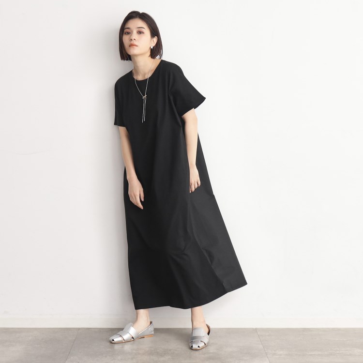 バックギャザー切り替えワンピース【洗える】(マキシ・ロング バックギャザー切り替えワンピース【洗える】(マキシ・ロング