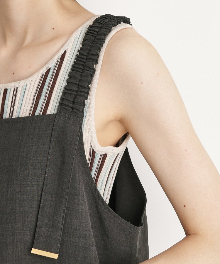 ザ ショップ ティーケー（ウィメン）(THE SHOP TK(Women))のギャザーストラップ麻調ワンピース5