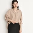 ザ ショップ ティーケー（ウィメン）(THE SHOP TK(Women))の麻調うしろギャザーブラウス ベージュ(052)