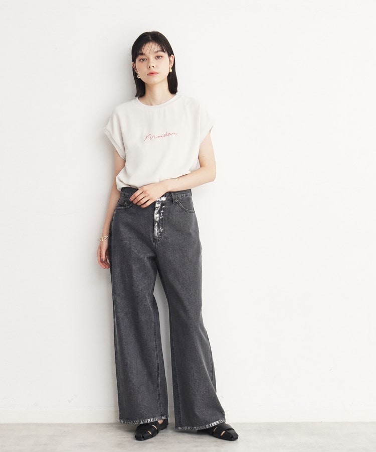 ザ ショップ ティーケー（ウィメン）(THE SHOP TK(Women))の【＠BAILA掲載】クリスタル＆箔プリントワイドデニムパンツ33