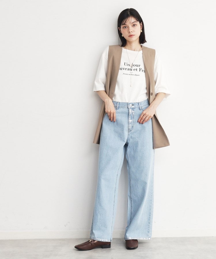 ザ ショップ ティーケー（ウィメン）(THE SHOP TK(Women))の【＠BAILA掲載】クリスタル＆箔プリントワイドデニムパンツ37