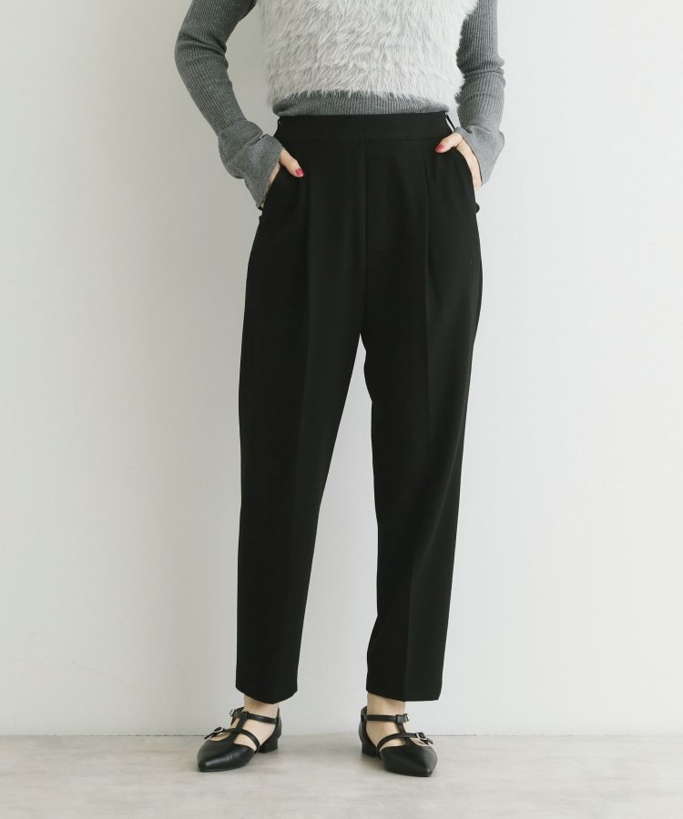 ザ ショップ ティーケー（ウィメン）(THE SHOP TK(Women))の【洗える】両面起毛テーパードパンツ ブラック(019)