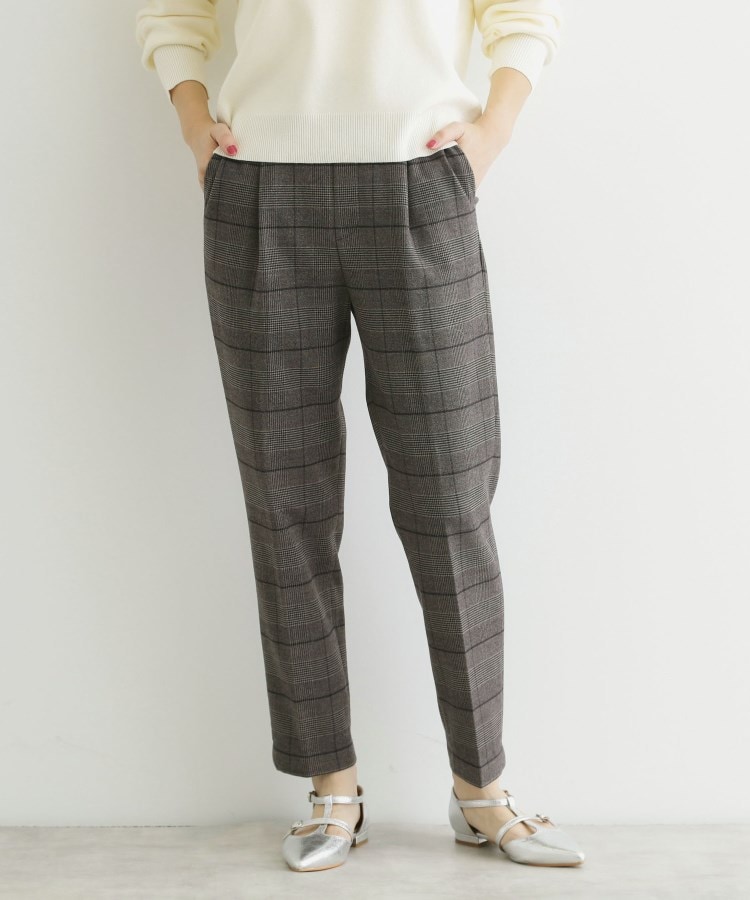 ザ ショップ ティーケー（ウィメン）(THE SHOP TK(Women))の【洗える】両面起毛テーパードパンツ チャコールグレー(214)