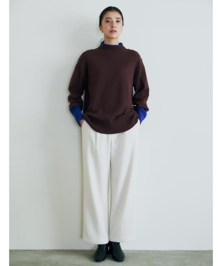 ザ ショップ ティーケー（ウィメン）(THE SHOP TK(Women))の【＠BAILA掲載】両面起毛ベーシックワイドパンツ/洗える1