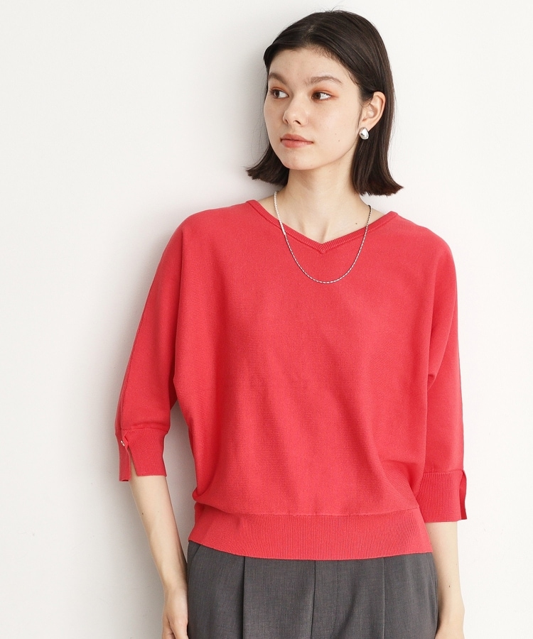 ザ ショップ ティーケー（ウィメン）(THE SHOP TK(Women))の【二の腕カバー/毛玉になりにくい/前後2WAY】袖スリットドルマンニット/洗える21