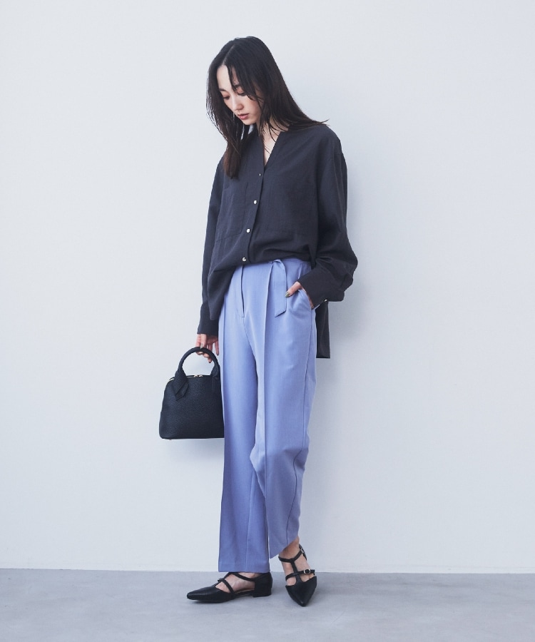 ザ ショップ ティーケー（ウィメン）(THE SHOP TK(Women))の【美シルエット/スタイルUP】ベルト付テーパードパンツ/洗える3
