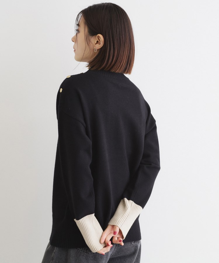ザ ショップ ティーケー（ウィメン）(THE SHOP TK(Women))の【毛玉になりにくい／静電気防止】配色肩ボタンハイネックニット／洗える15