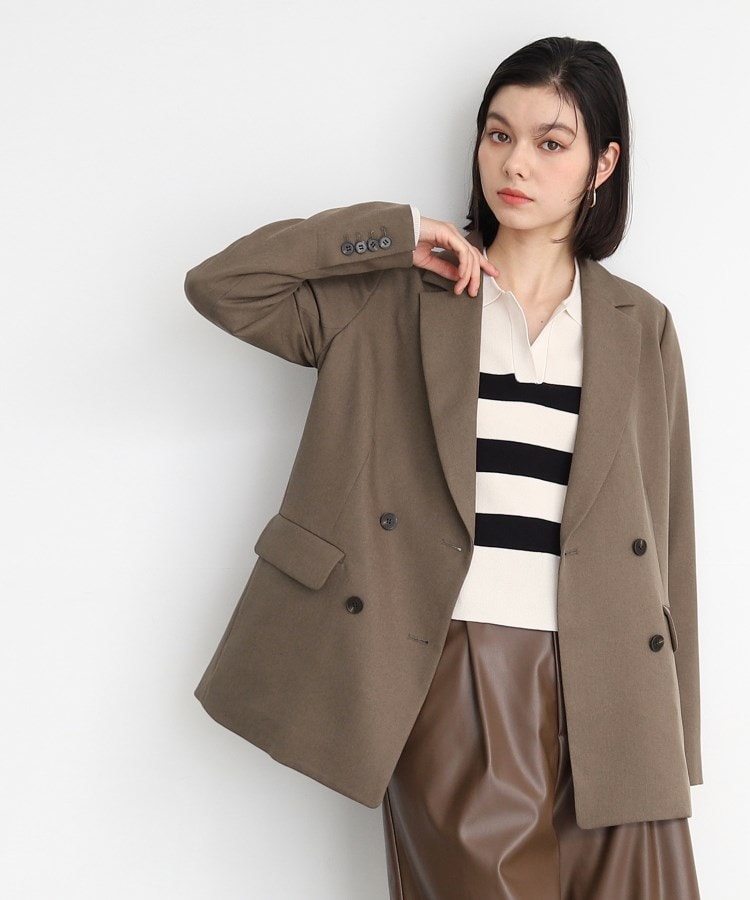 ザ ショップ ティーケー（ウィメン）(THE SHOP TK(Women))の【ヒルナンデス！で紹介】パウダリーツイルテーラード /セットアップ可/洗える トープ(054)