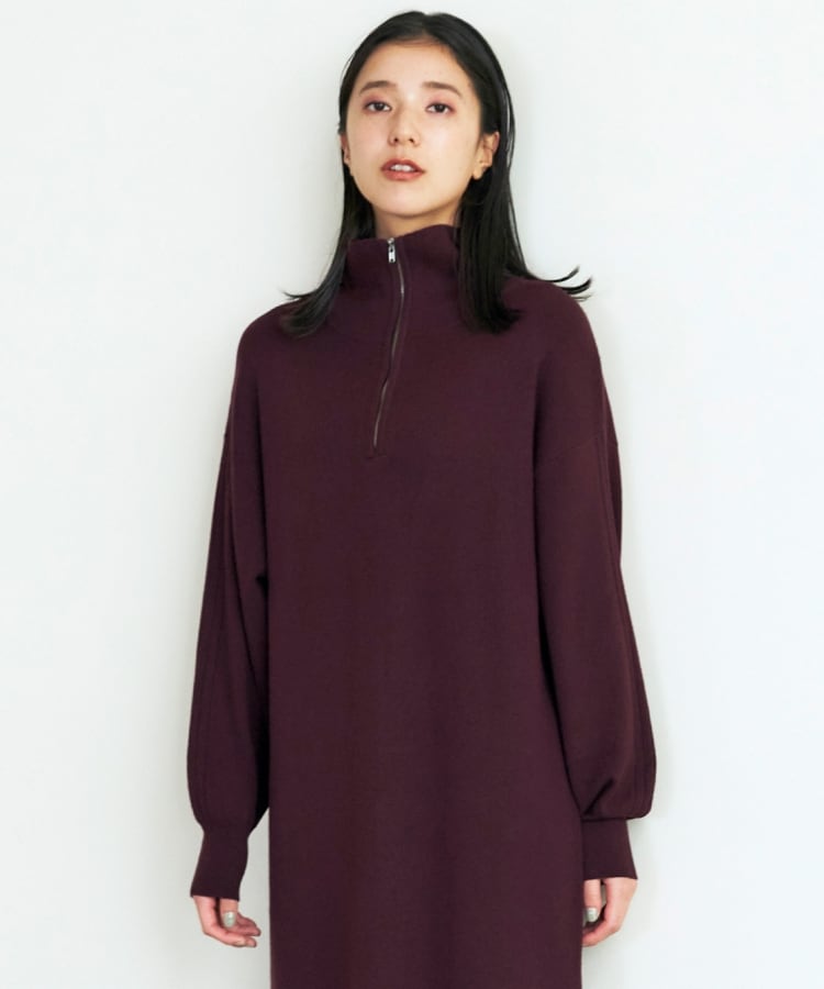 ザ ショップ ティーケー（ウィメン）(THE SHOP TK(Women))の【毛玉になりにくい/静電気防止】ハーフジップワンピース/洗える3