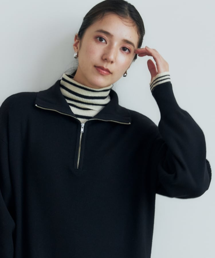 ザ ショップ ティーケー（ウィメン）(THE SHOP TK(Women))の【毛玉になりにくい/静電気防止】ハーフジップワンピース/洗える1