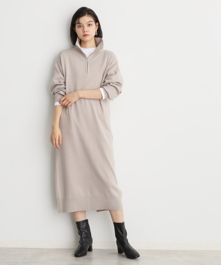 ザ ショップ ティーケー（ウィメン）(THE SHOP TK(Women))の【毛玉になりにくい/静電気防止】ハーフジップワンピース/洗える ライトグレー(011)