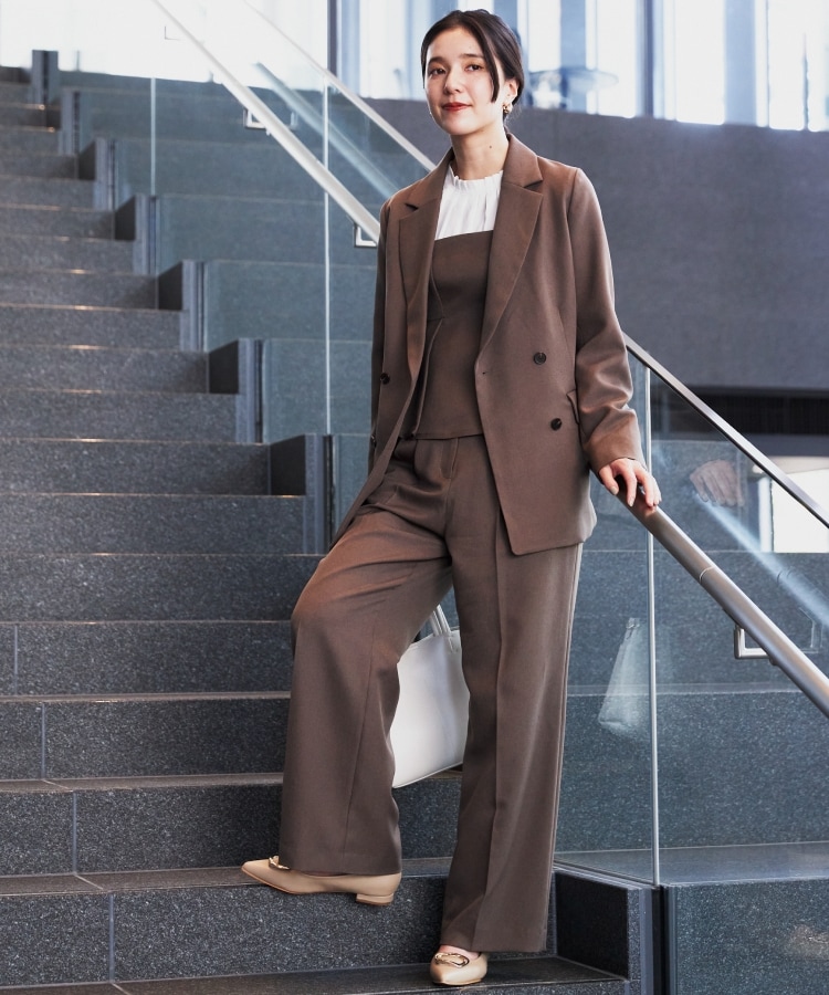 ザ ショップ ティーケー（ウィメン）(THE SHOP TK(Women))の【セットアップ可/洗える】パウダリーツイルワイドパンツ10