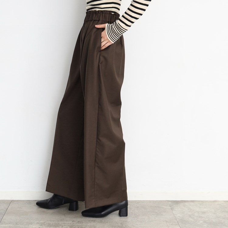 ザ ショップ ティーケー（ウィメン）(THE SHOP TK(Women))のウエストフリルイージーワイドパンツ フルレングスパンツ