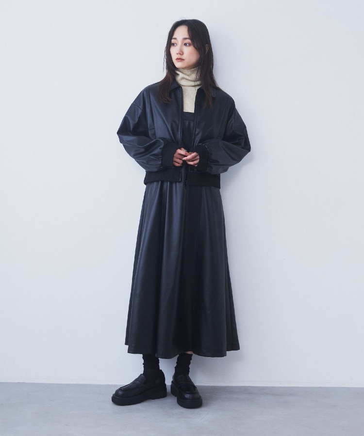 ザ ショップ ティーケー（ウィメン）(THE SHOP TK(Women))の【スタイルアップが叶う】フィット＆フレア合皮ジャンスカ3