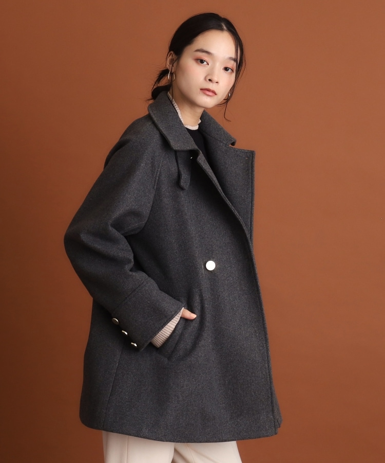 ザ ショップ ティーケー（ウィメン）(THE SHOP TK(Women))の【＠BAILA掲載】【着映えアウター】フェイクウールスタンドコート チャコールグレー(014)